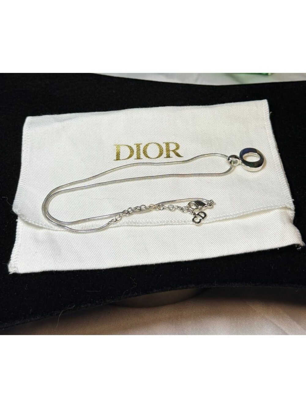 Christian Dior Vintage Silver Snake Chain Necklace With Dior Dust Bag EUC